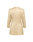 EP YAYING Mulberry Silk Jacquard 3/4 Sleeve Collarless Blazer Jacket
