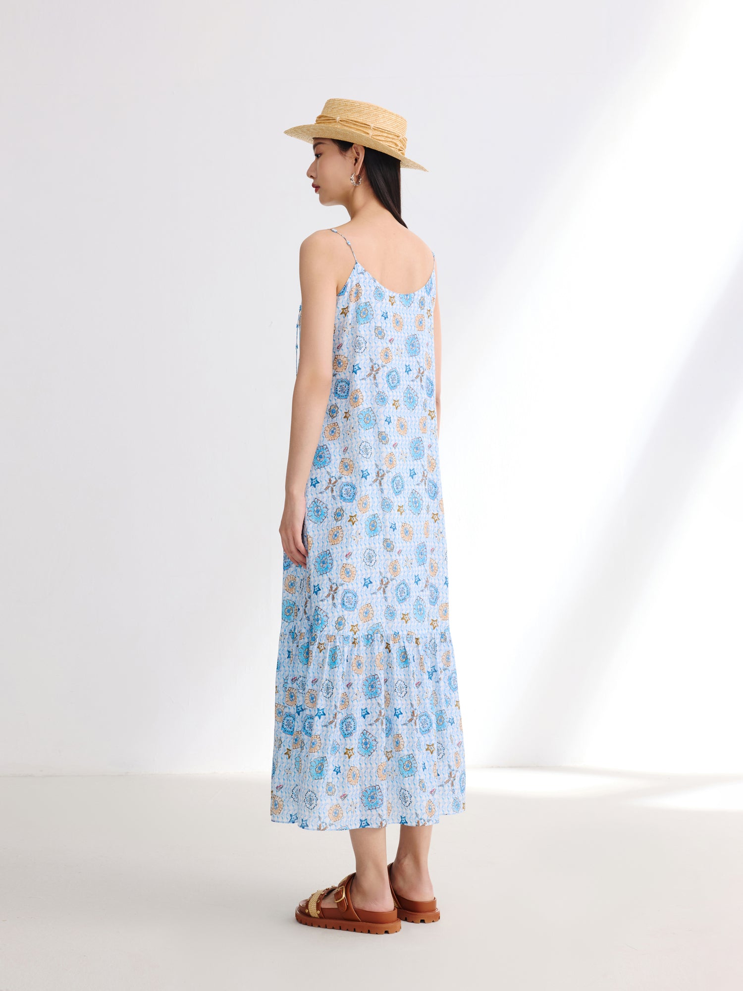 EP YAYING Mulberry Silk Floral Suspenders Dress