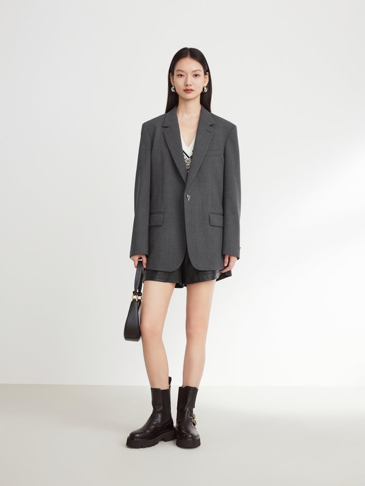 EP YAYING  Gray Wool Blazer