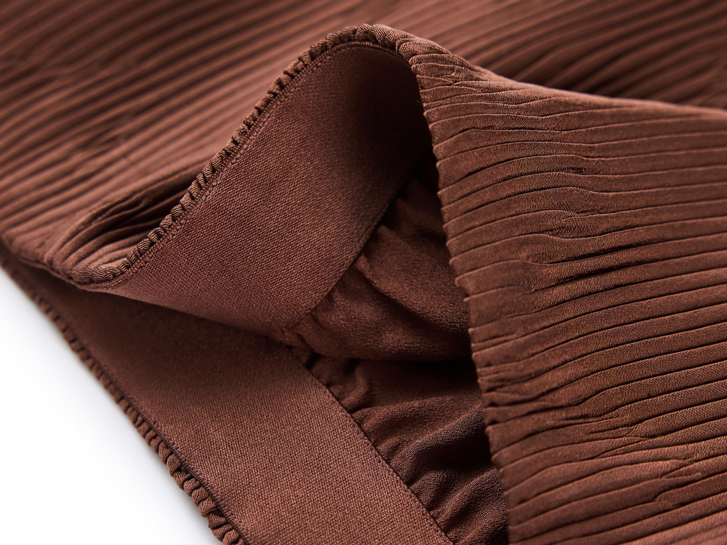 YAYING Brown Pleated Midi Skirt