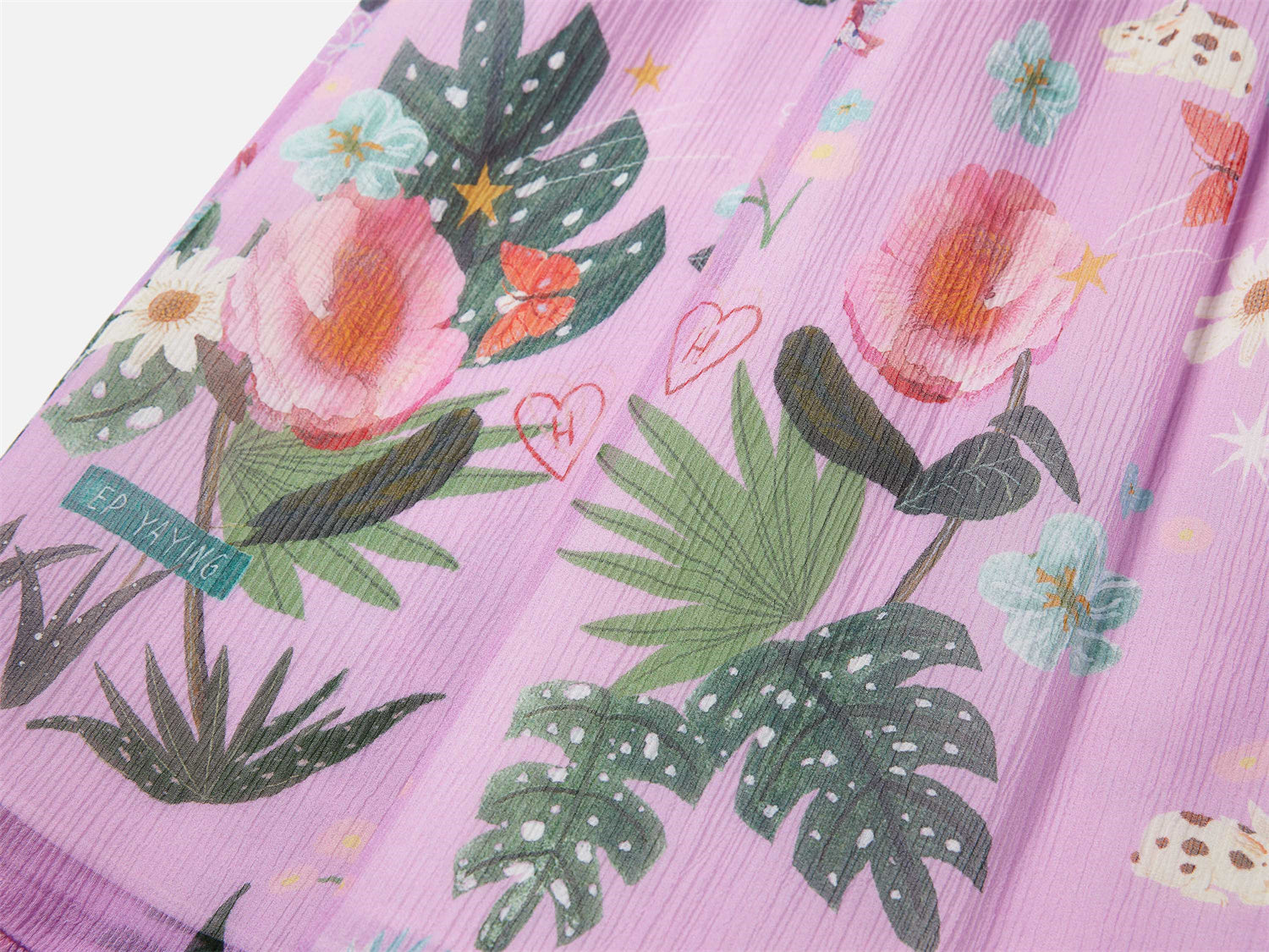 EP YAYING Silk Floral Midi Dress