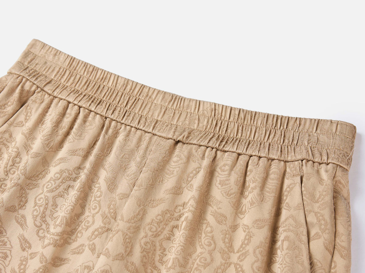 EP YAYING Silk Jacquard Straight-Leg Pants