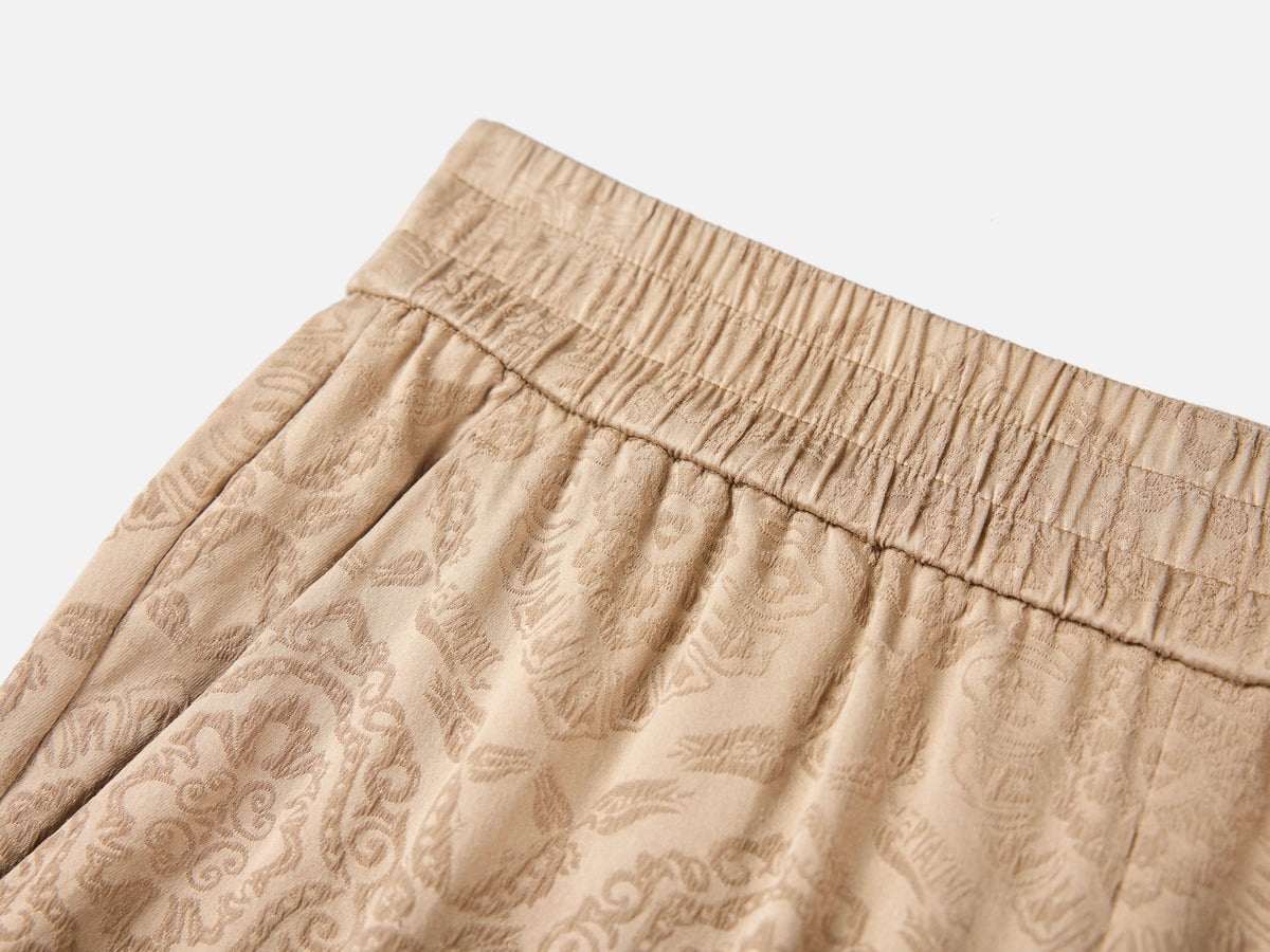 EP YAYING Silk Jacquard Straight-Leg Pants