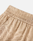 EP YAYING Silk Jacquard Straight-Leg Pants