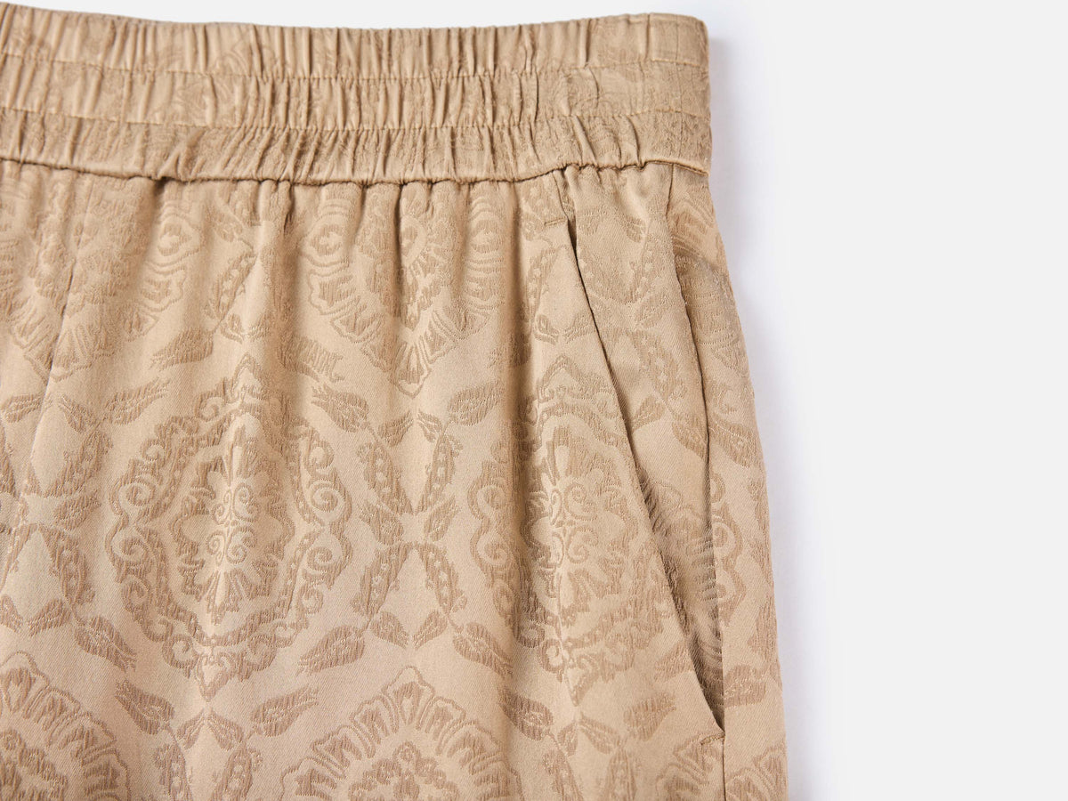 EP YAYING Silk Jacquard Straight-Leg Pants