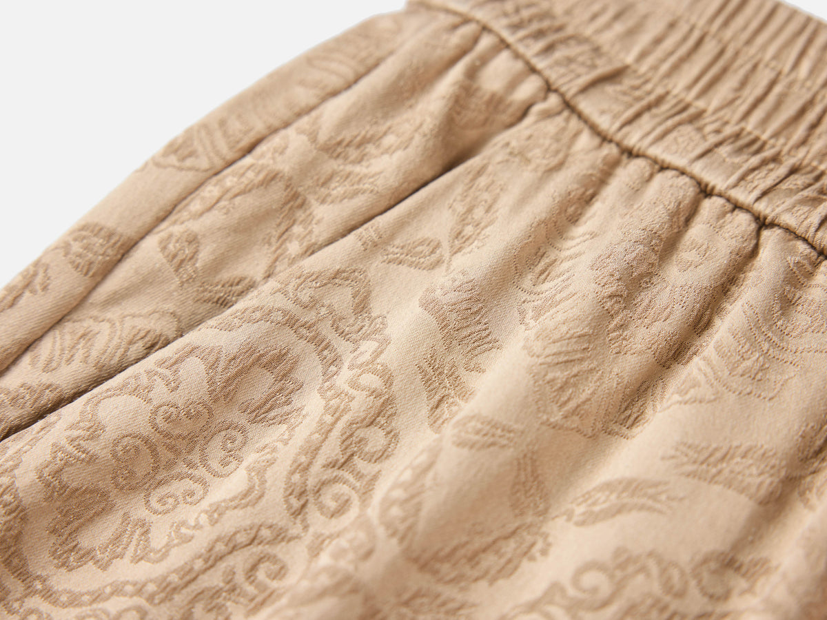EP YAYING Silk Jacquard Straight-Leg Pants