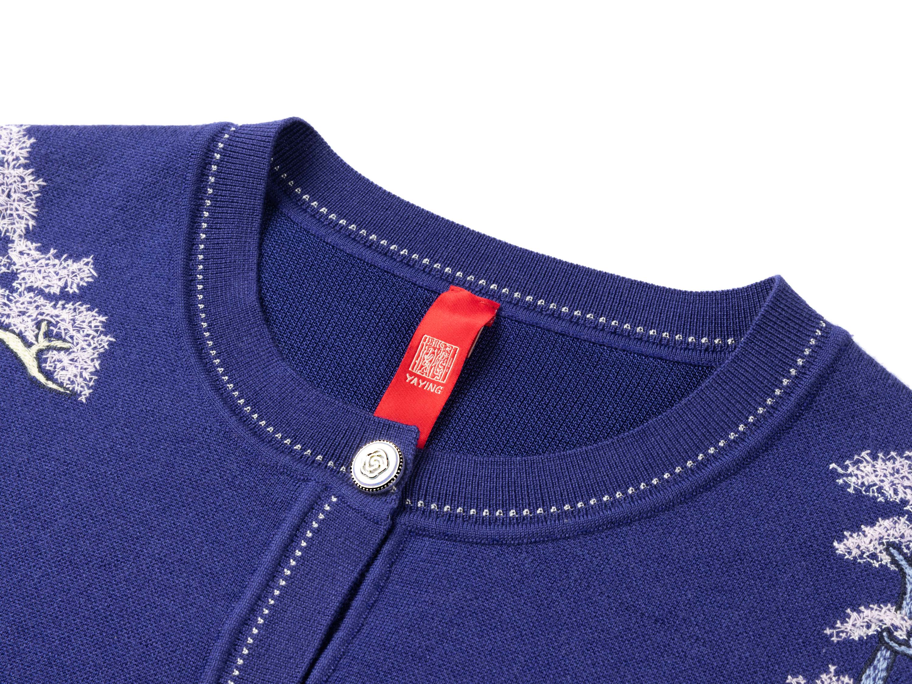 YAYING Blue Embroidered Cardigan