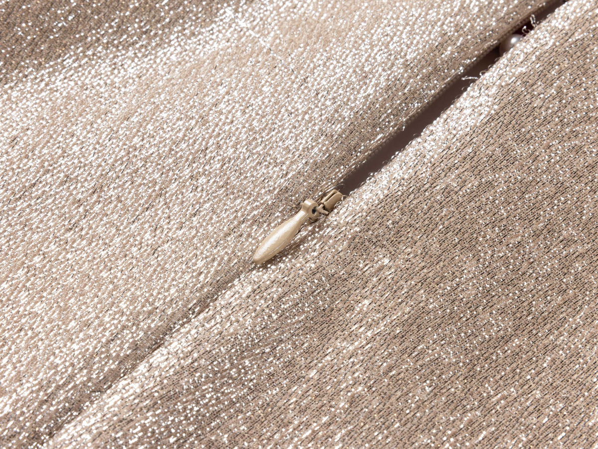 YAYING Silk Velvet Jacquard Cinched-Waist Dress
