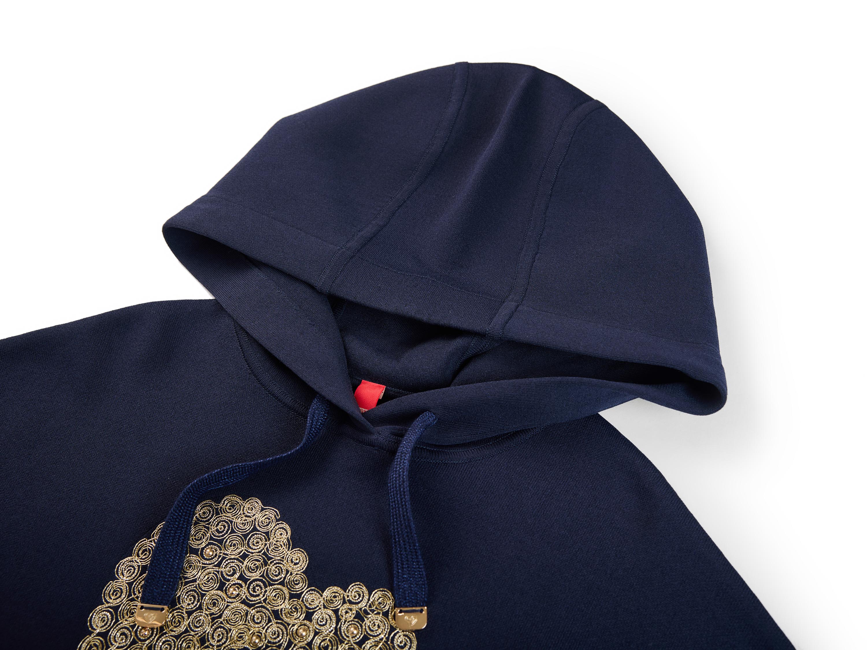 YAYING Navy Hoodie with Embroidery