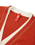 YAYING Red Contrast Knit Cardigan