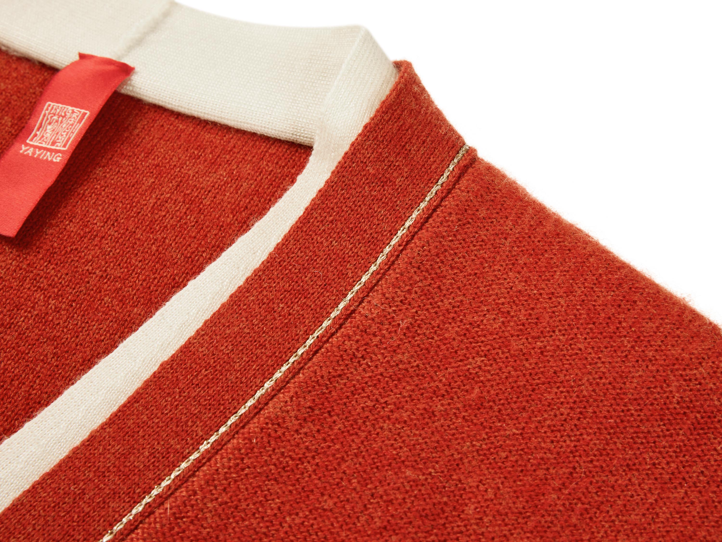 YAYING Red Contrast Knit Cardigan