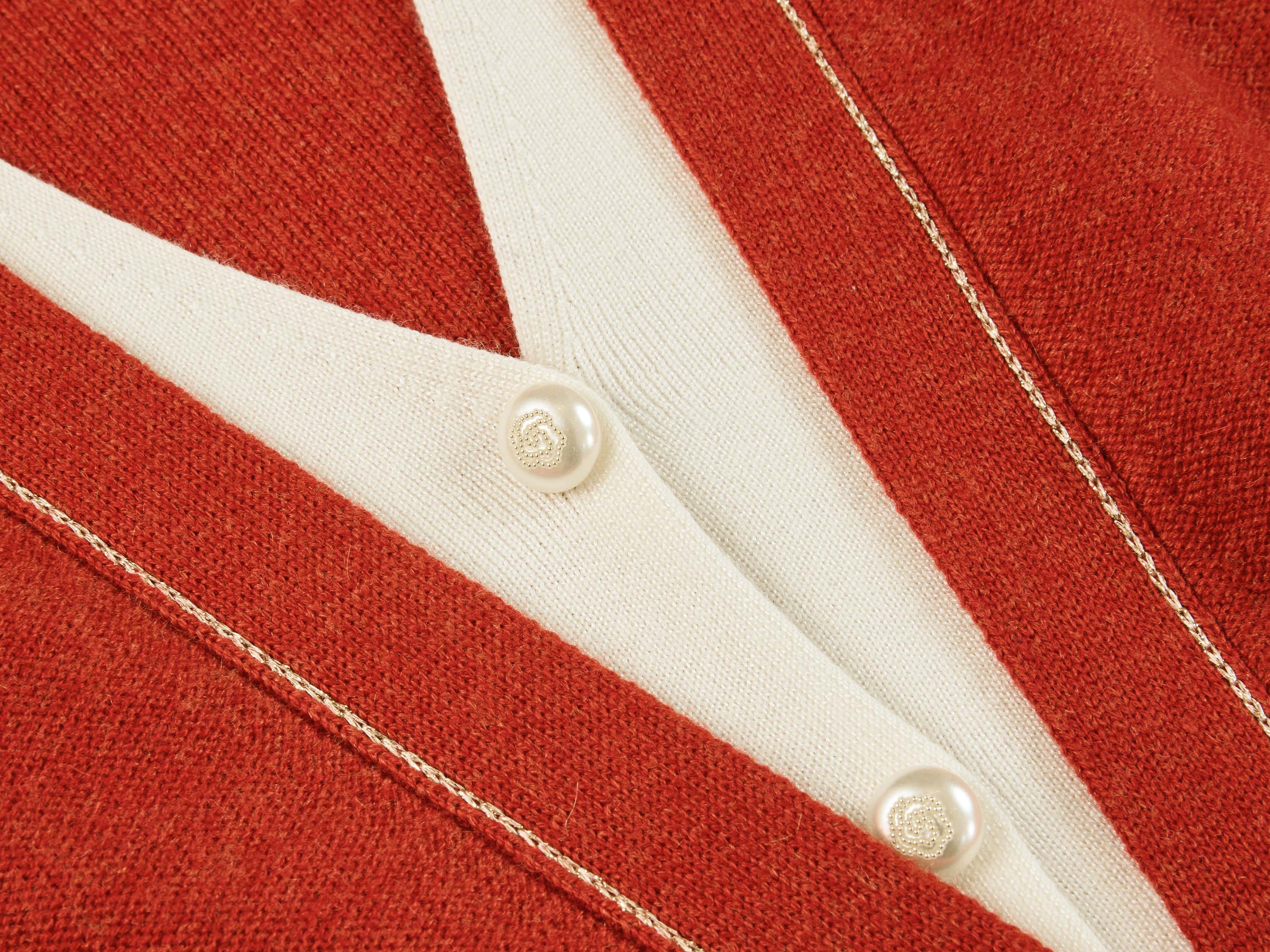 YAYING Red Contrast Knit Cardigan