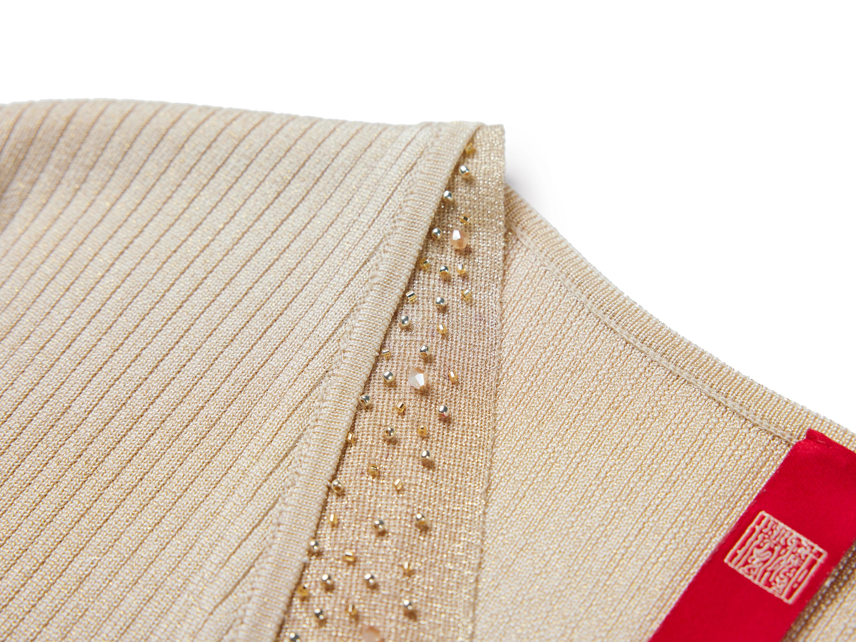 EP YAYING Beige Knit Short Sleeve Top