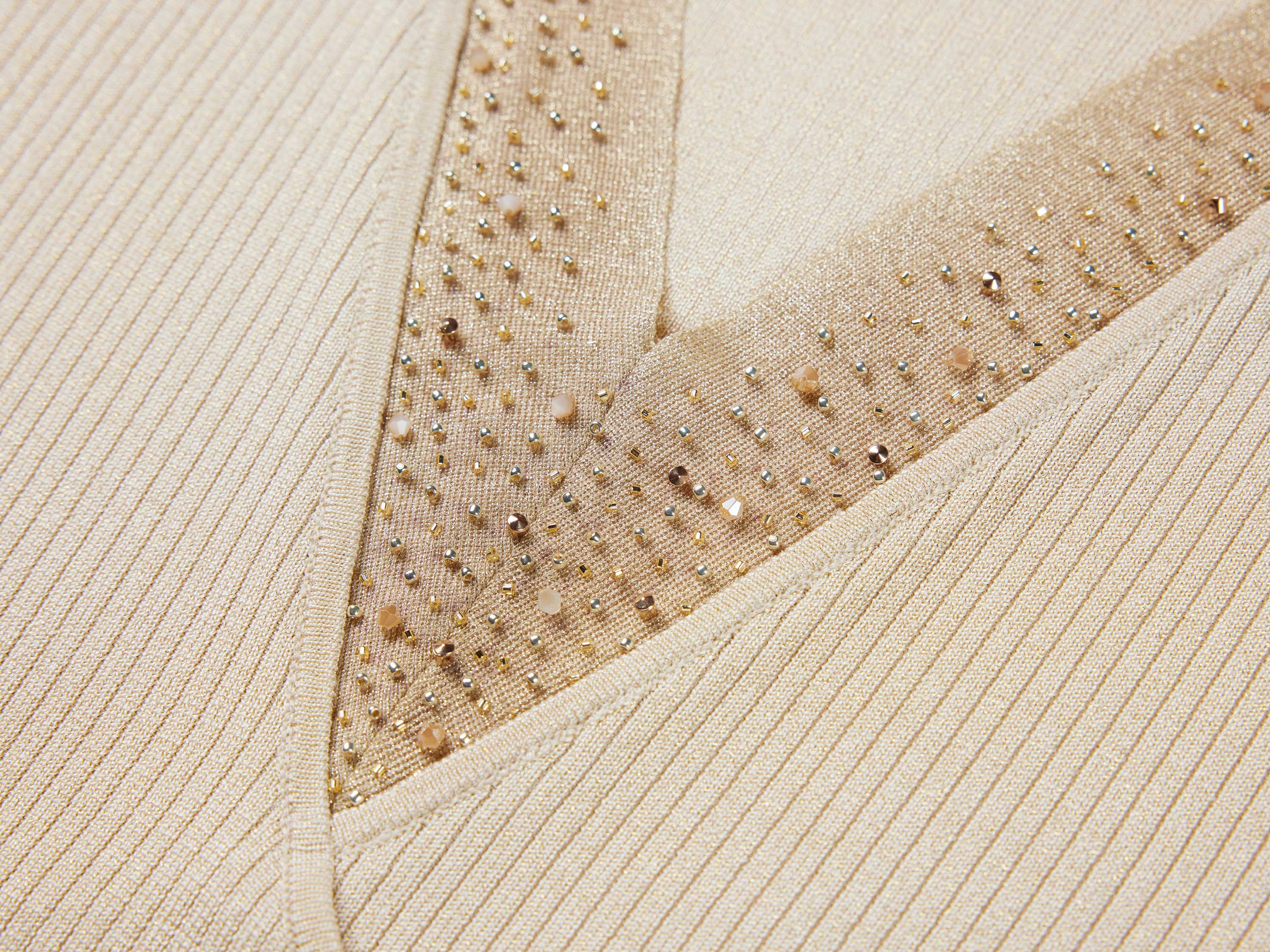 EP YAYING Beige Knit Short Sleeve Top