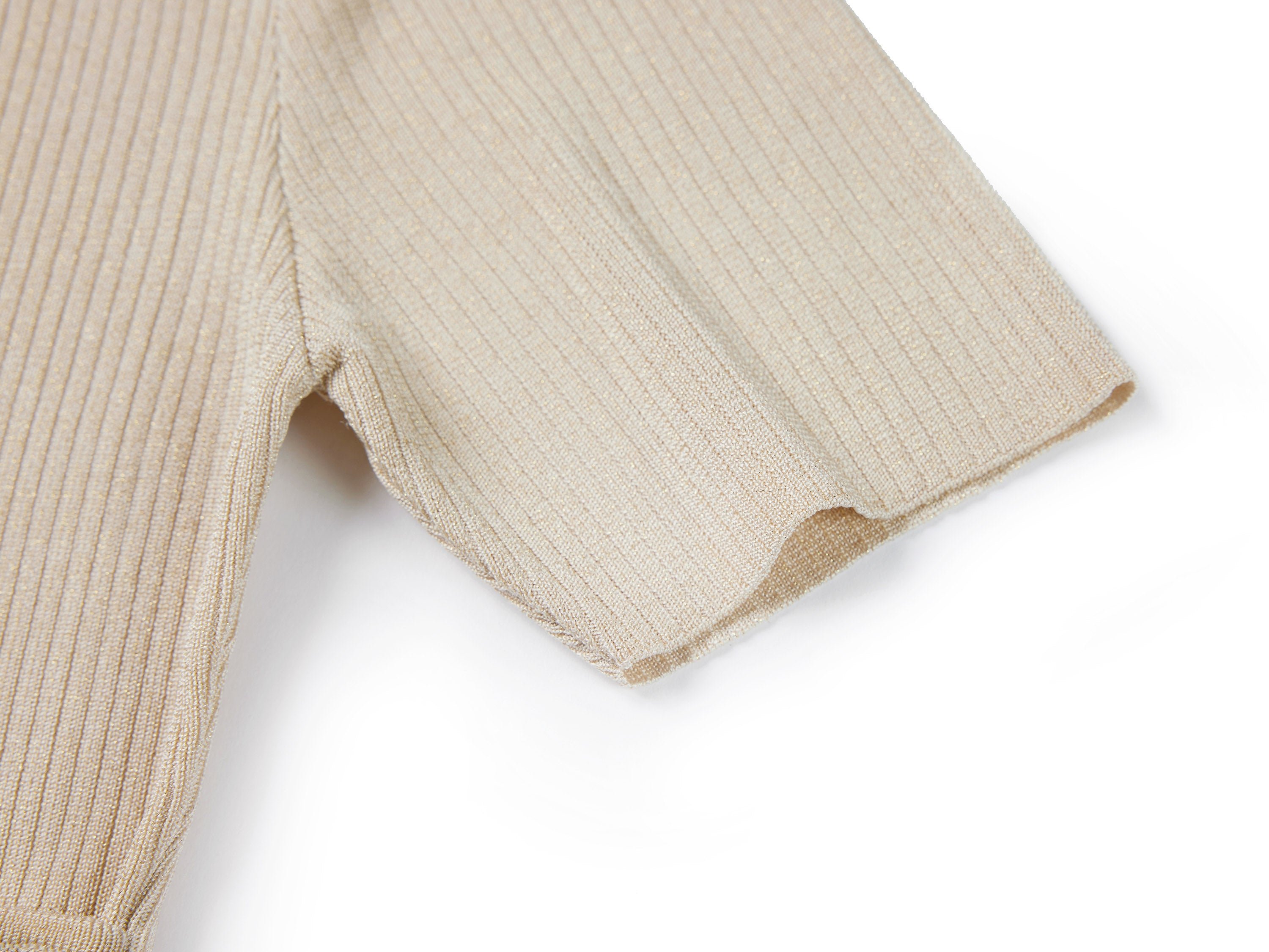 EP YAYING Beige Knit Short Sleeve Top