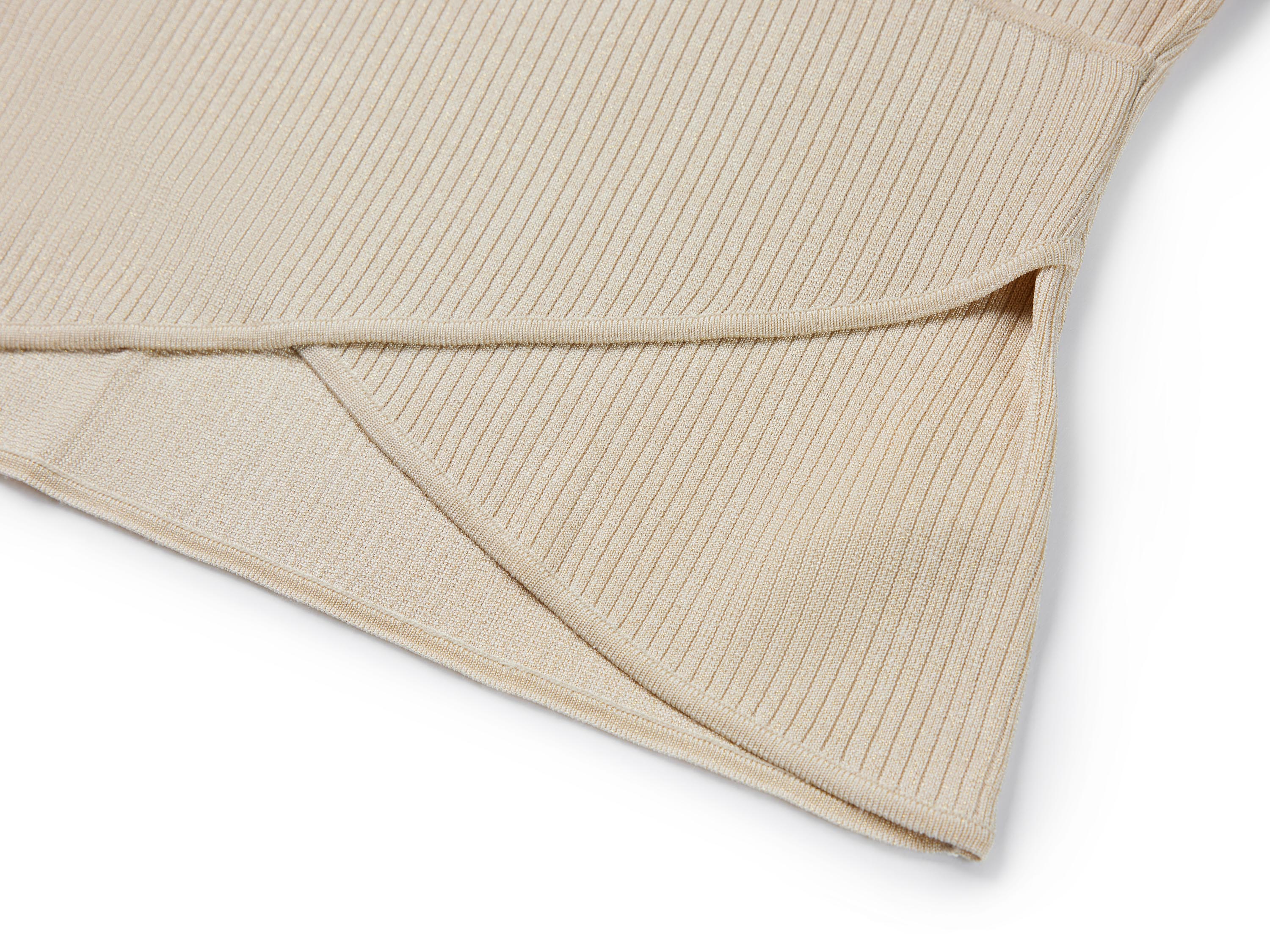 EP YAYING Beige Knit Short Sleeve Top