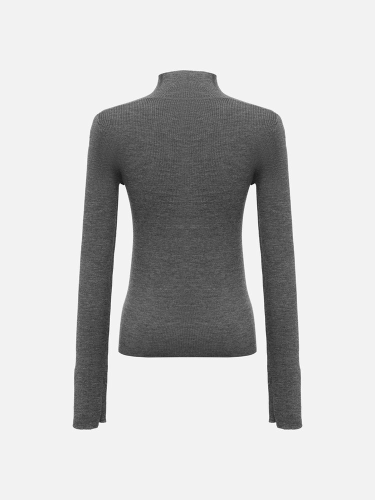 EP YAYING Pure Wool Solid Color Knit Sweater