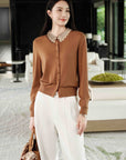 YAYING Silk Wool Cashmere Knit Cardigan EPLAW9104A
