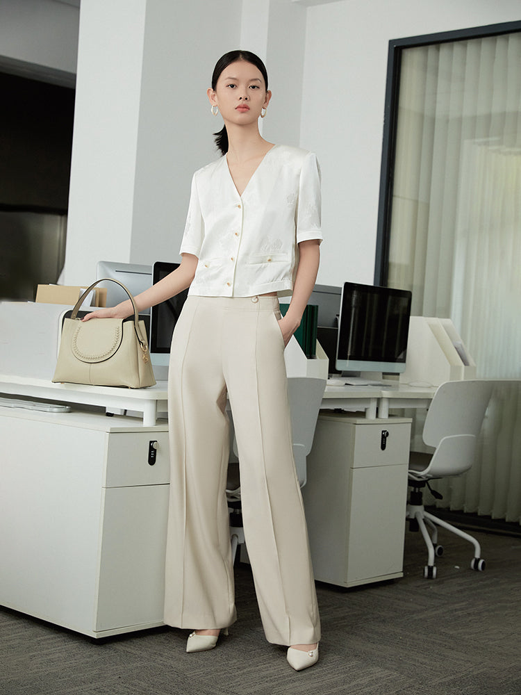 EP YAYING Wide-Leg Suit Pants