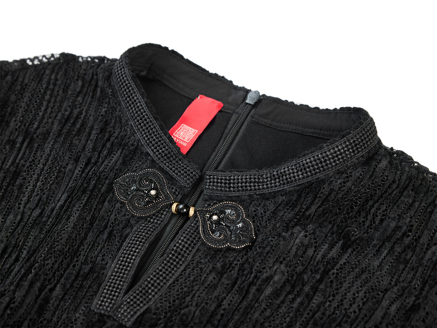 YAYING Chinese Style Pleated Little Black Dress