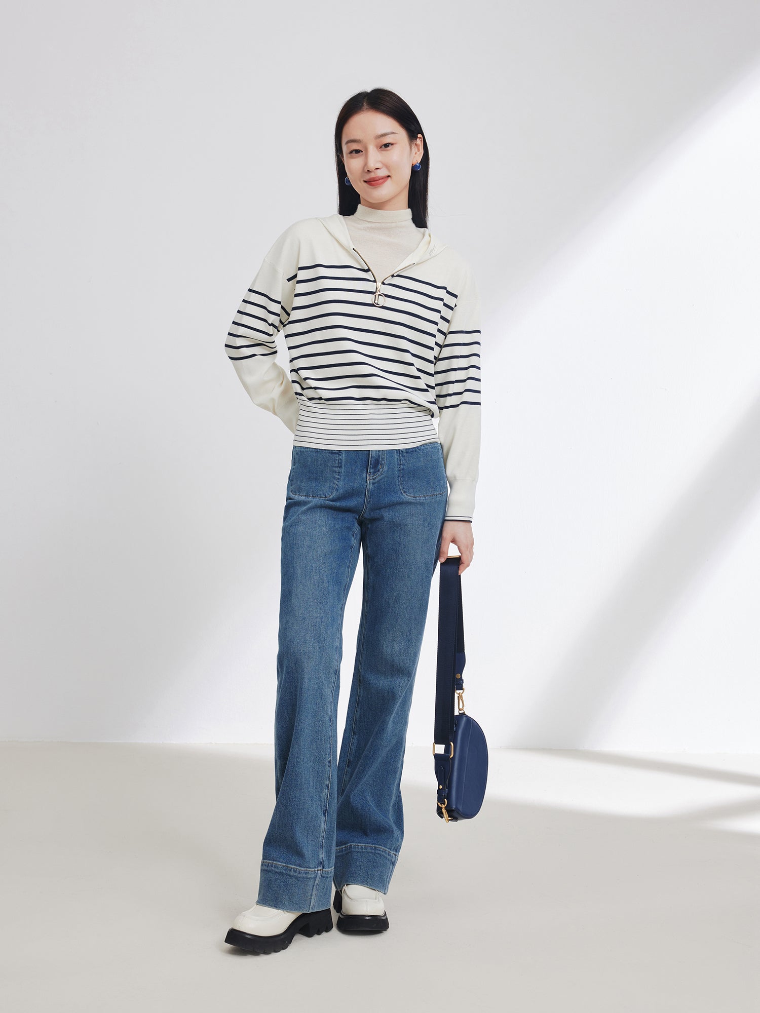 EP YAYING Stripe Patchwork Knit