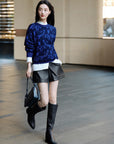 EP YAYING Blue Label Wool Relaxed-Fit Jacquard Sweater