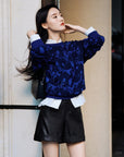 EP YAYING Blue Label Wool Relaxed-Fit Jacquard Sweater