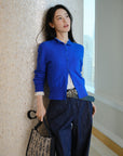 EP YAYING Blue Label 100% Cashmere Jacquard Knit Top