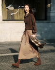 EP YAYING Slub Yarn Round Neck Knit Top