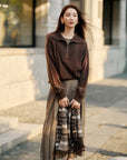 EP YAYING Slub Yarn Round Neck Knit Top