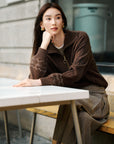 EP YAYING Slub Yarn Round Neck Knit Top