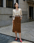 EP YAYING Faux Suede Straight Skirt EGKAA3507AT