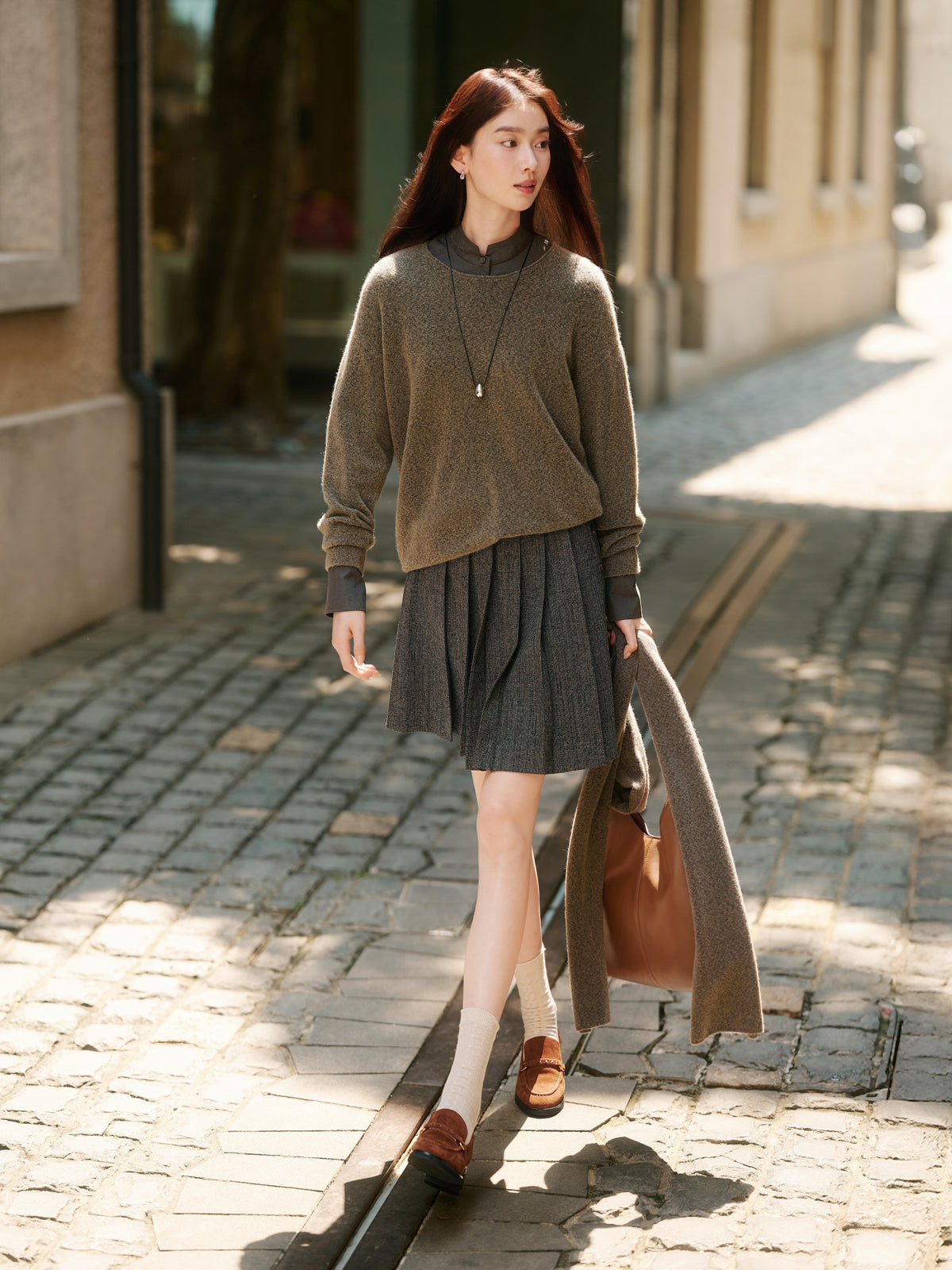 EP YAYING Yak Wool Relaxed-Fit Knit Top Sweater