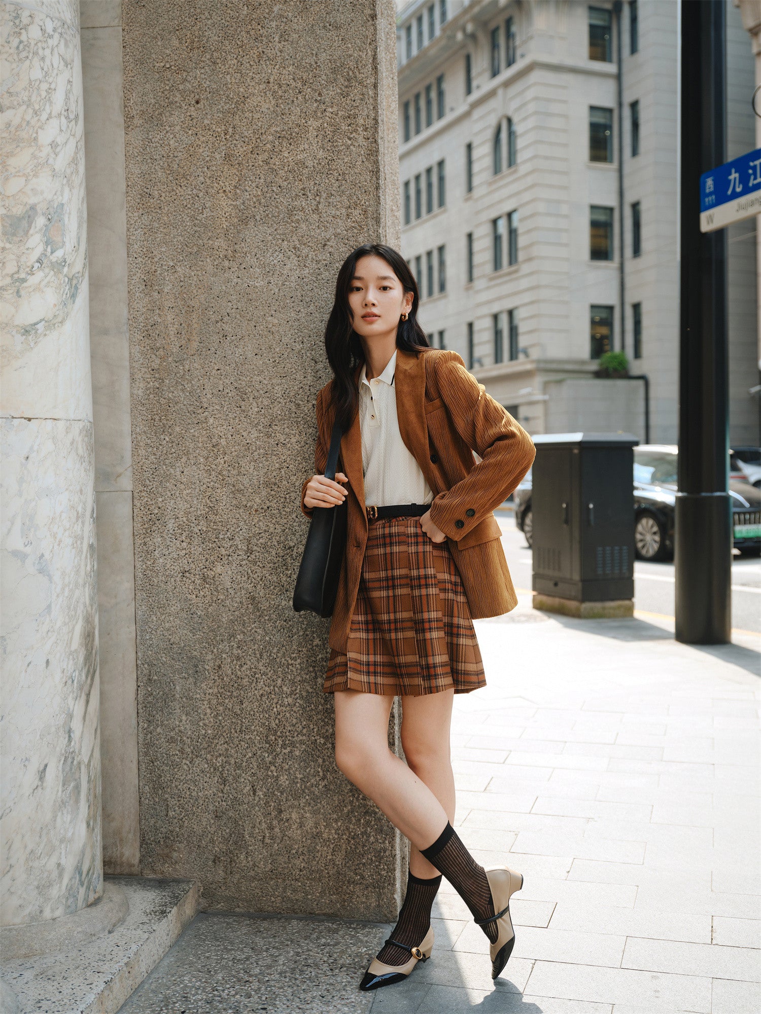 EP YAYING Pleated Textured Blazer EGKAA1108AT