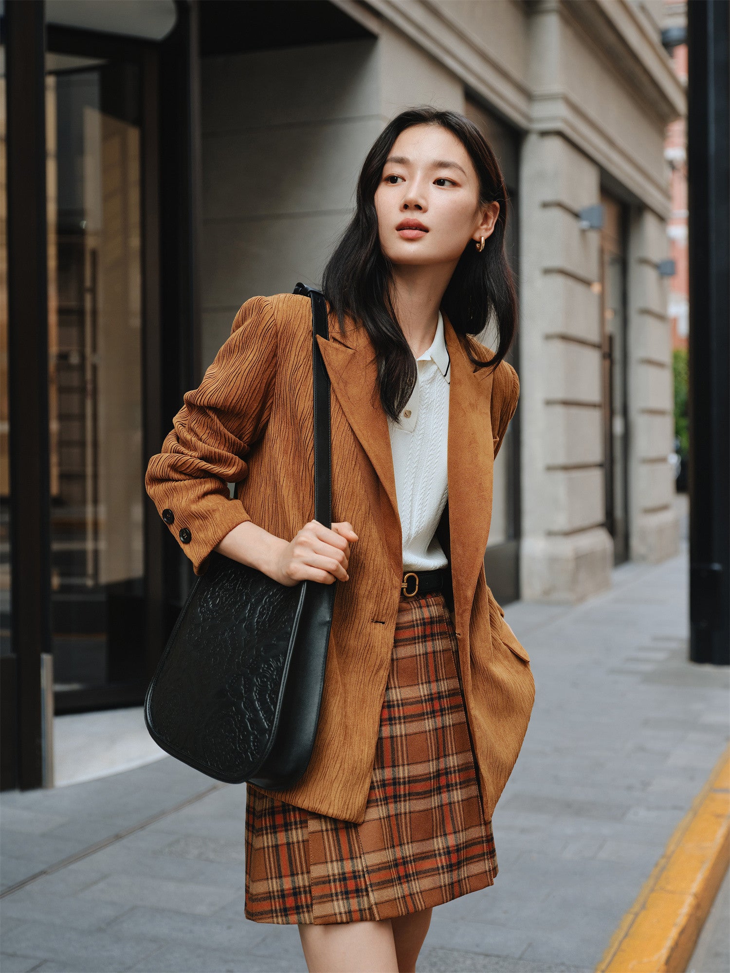 EP YAYING Pleated Textured Blazer EGKAA1108AT
