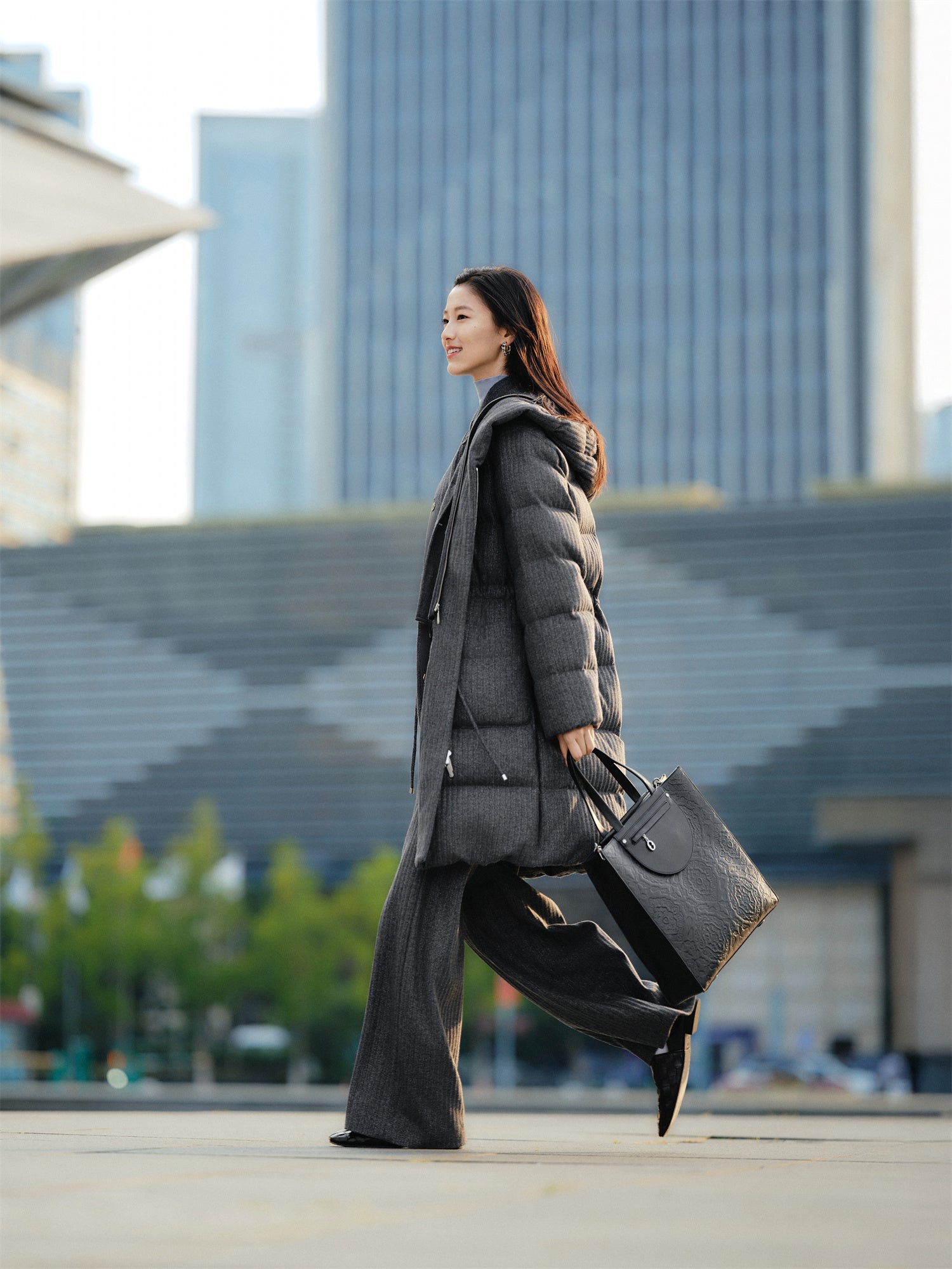 EP YAYING Wool-Blend Long Down Coat EGKIWY922AC