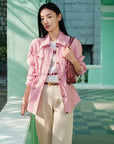 EP YAYING Mulberry Silk Pink Jacket