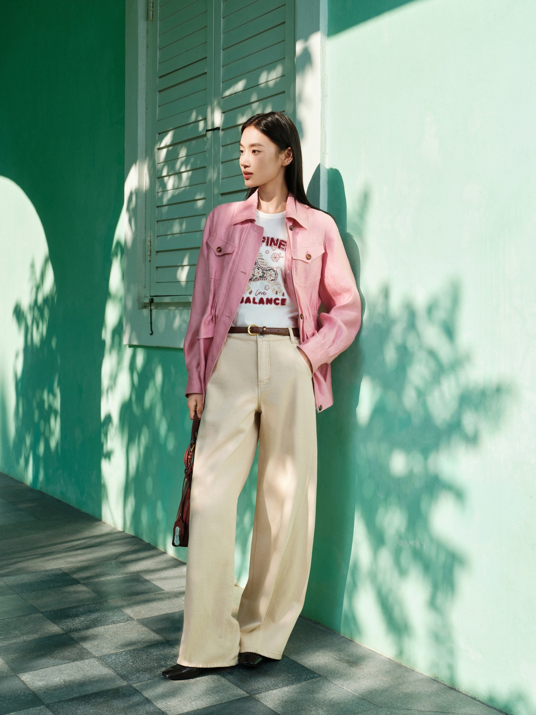 EP YAYING Mulberry Silk Pink Jacket