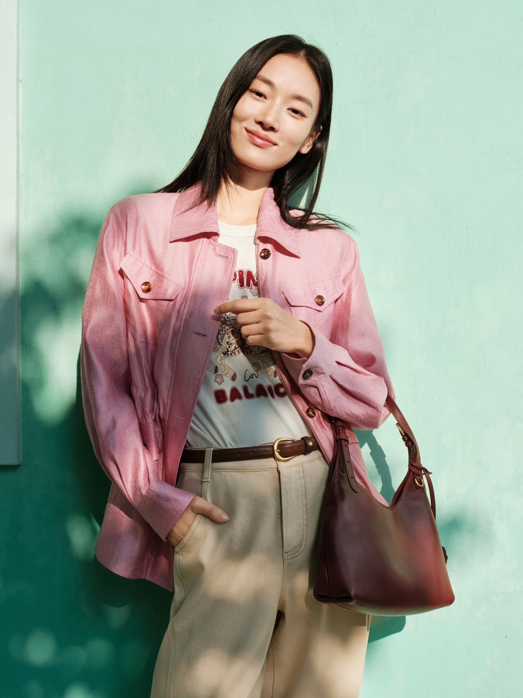 EP YAYING Mulberry Silk Pink Jacket
