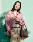 EP YAYING Mulberry Silk Pink Jacket