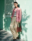 EP YAYING Mulberry Silk Pink Jacket