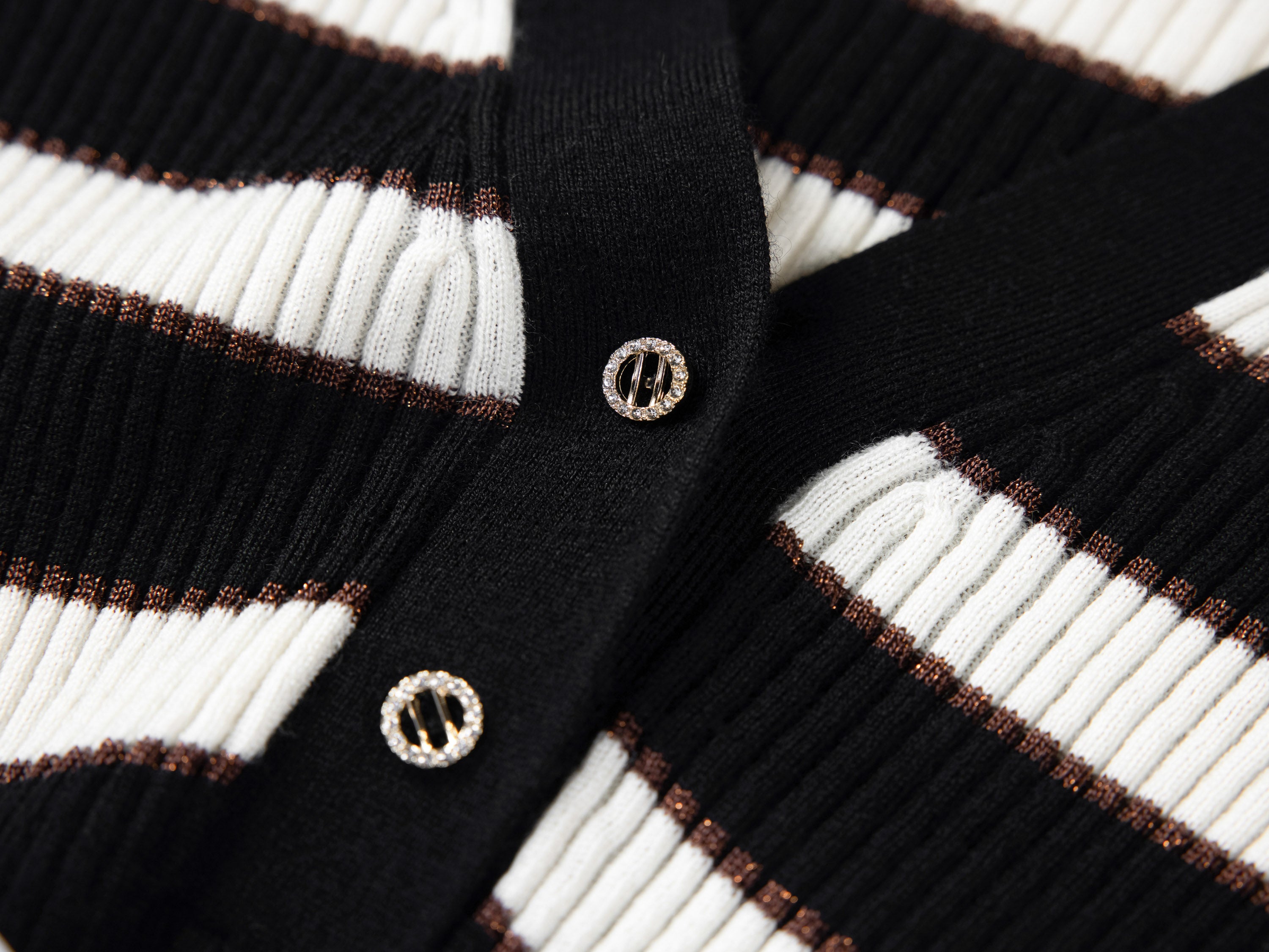 EP YAYING Navy Stripes Wool Knit Top