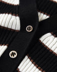 EP YAYING Navy Stripes Wool Knit Top