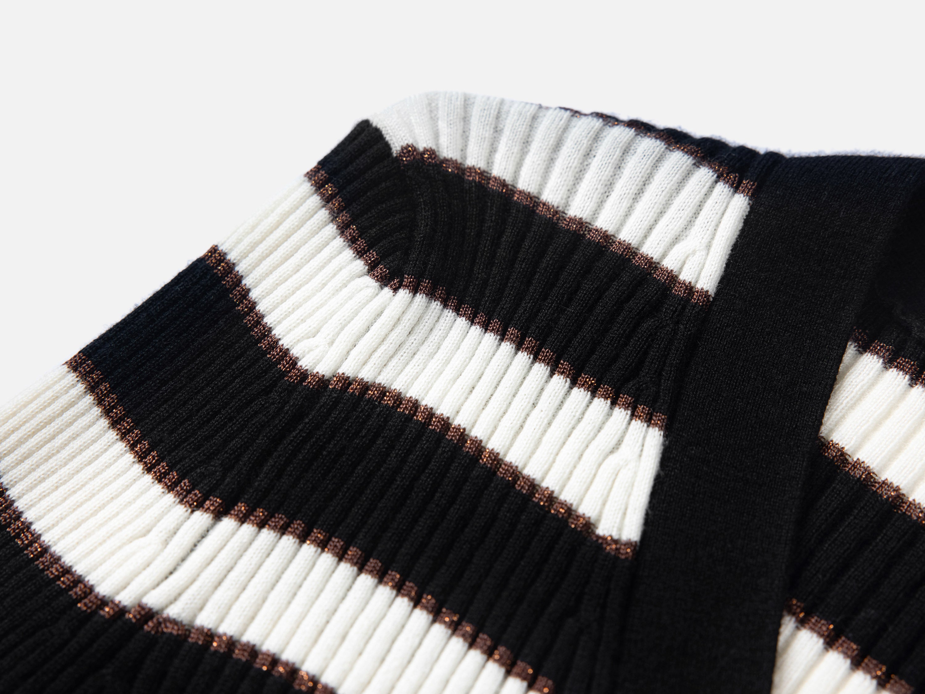 EP YAYING Navy Stripes Wool Knit Top