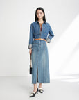 EP YAYING Split Cotton Midi Skirt EGIADJ301A