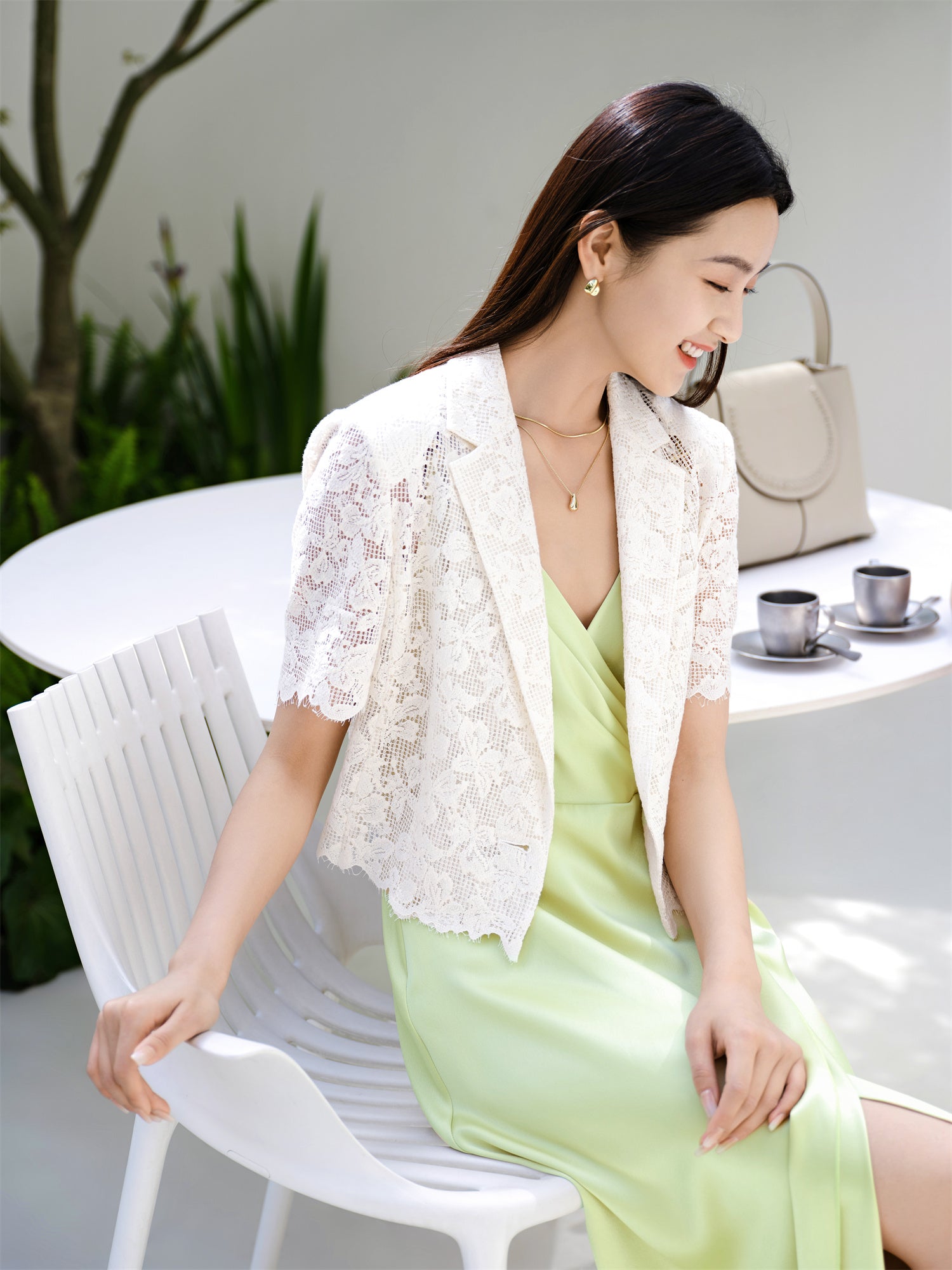 EP YAYING White Short Sleeve Jacket