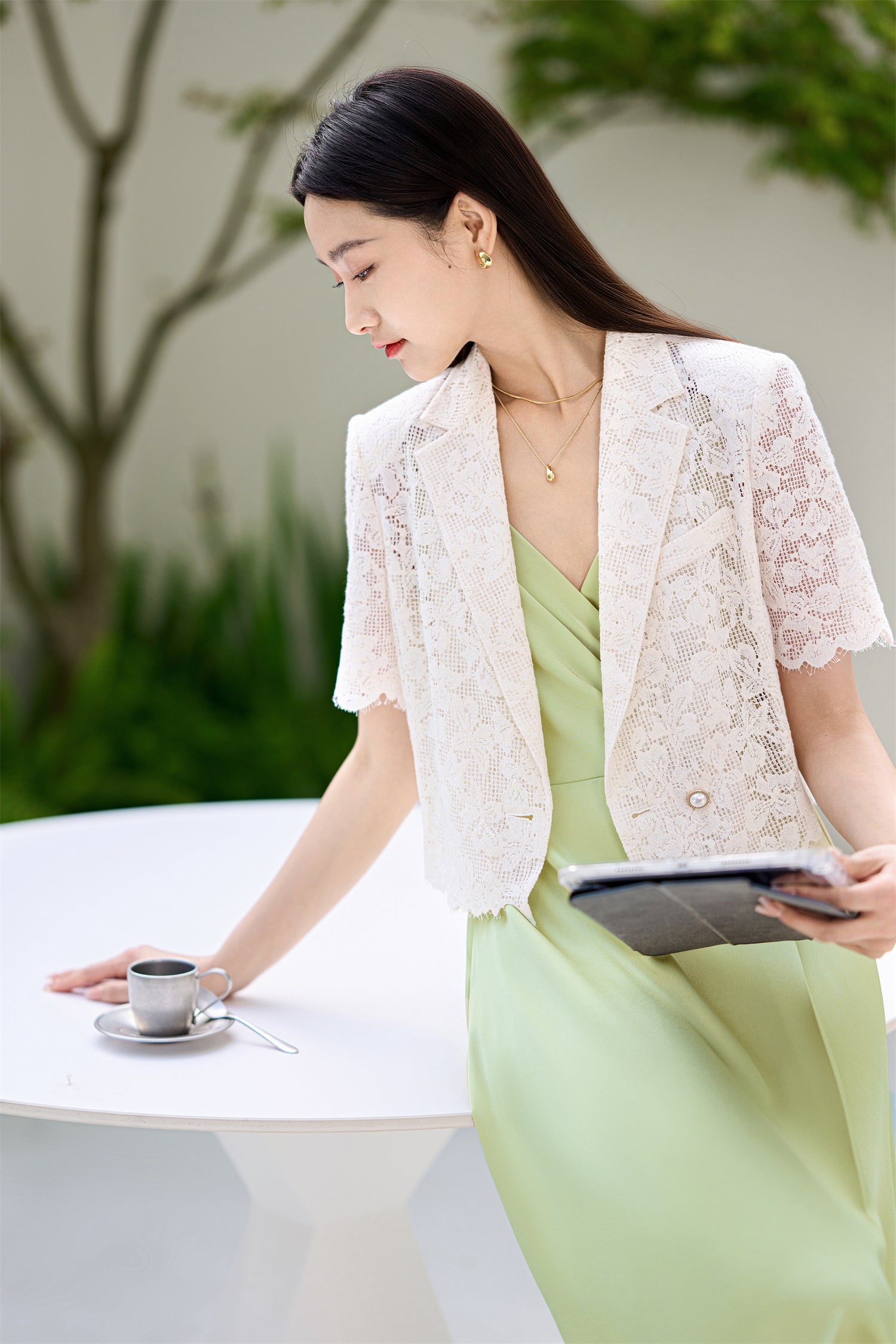 EP YAYING White Short Sleeve Jacket