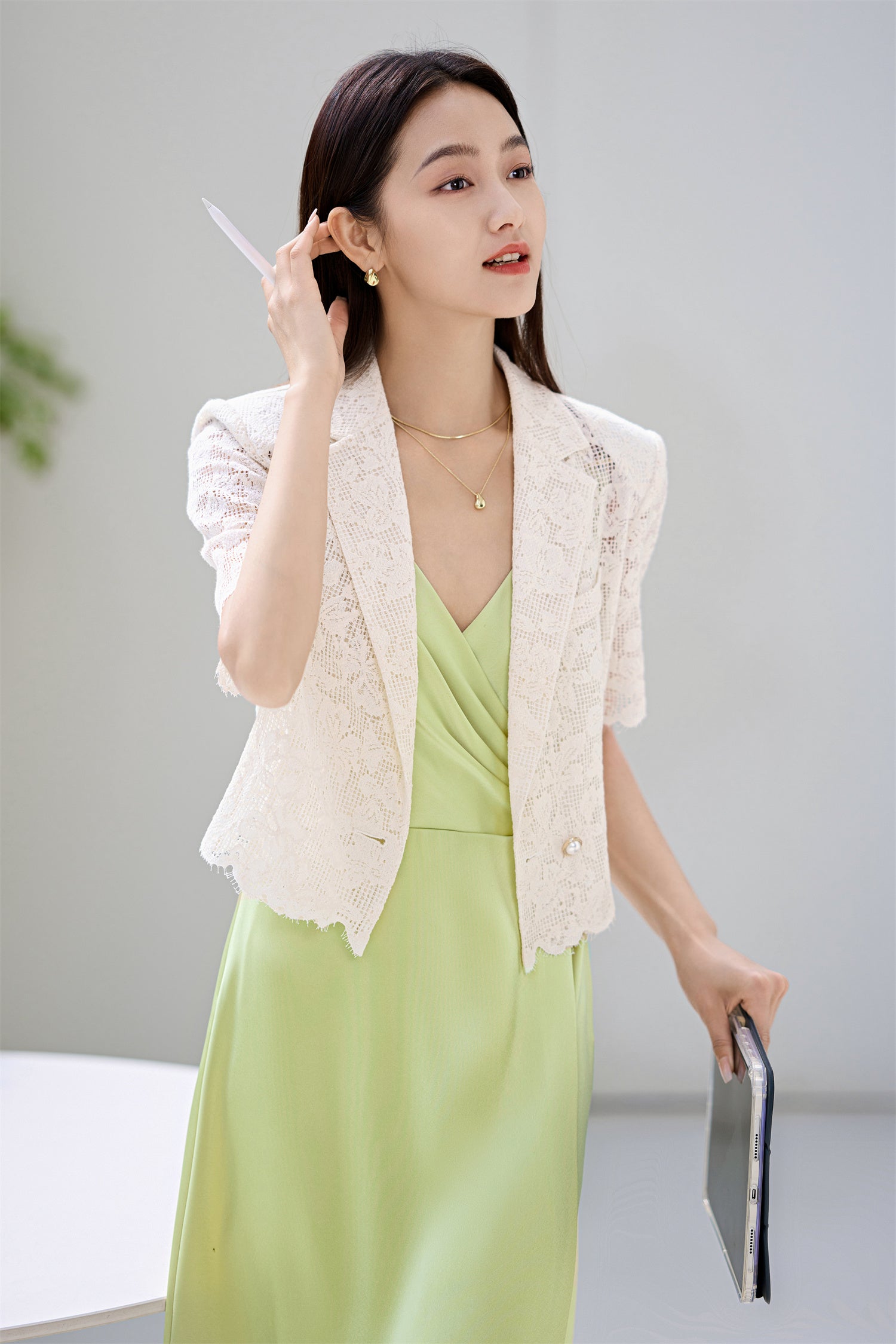 EP YAYING White Short Sleeve Jacket
