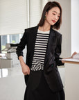 EP YAYING Silk Black Blazer