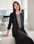 EP YAYING Silk Black Blazer
